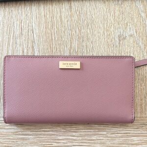 kate spade Pink Wallet Sleek Design Gold Accents